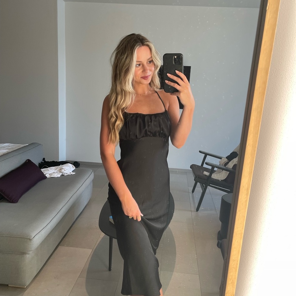 ASOS Black Satin Midi Dress